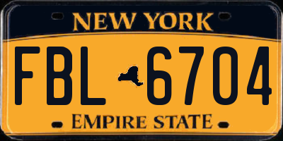 NY license plate FBL6704