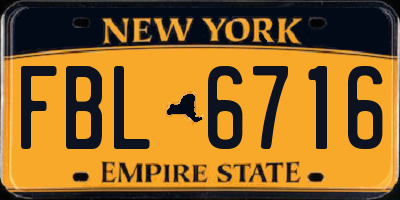 NY license plate FBL6716