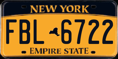 NY license plate FBL6722
