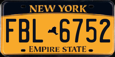 NY license plate FBL6752