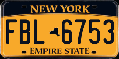 NY license plate FBL6753