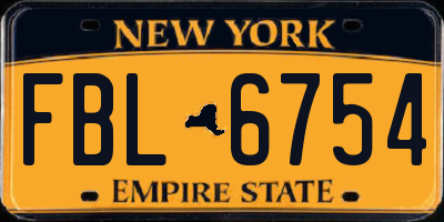 NY license plate FBL6754