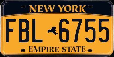 NY license plate FBL6755