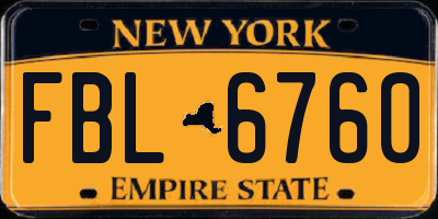 NY license plate FBL6760
