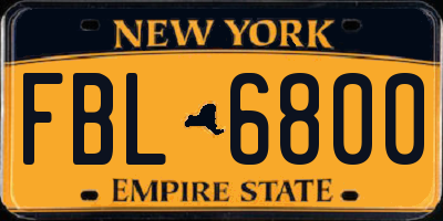NY license plate FBL6800