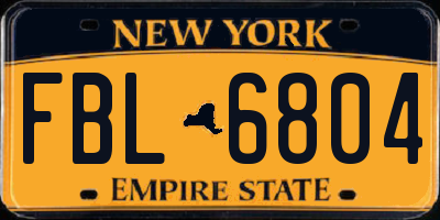 NY license plate FBL6804