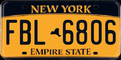NY license plate FBL6806