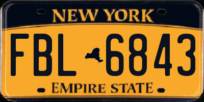 NY license plate FBL6843