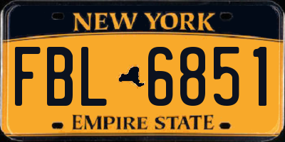 NY license plate FBL6851