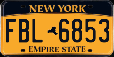 NY license plate FBL6853