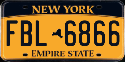 NY license plate FBL6866
