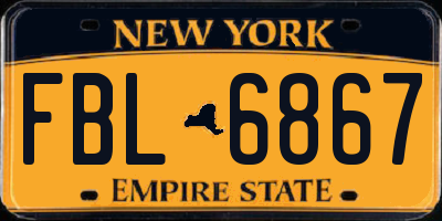 NY license plate FBL6867