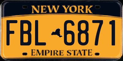 NY license plate FBL6871