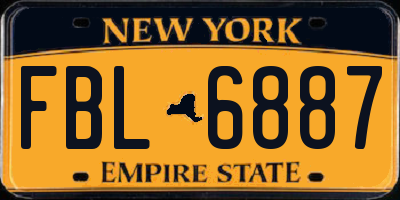 NY license plate FBL6887