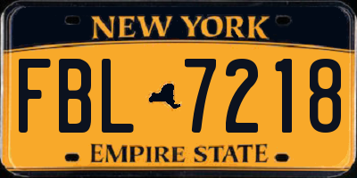 NY license plate FBL7218