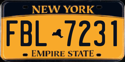 NY license plate FBL7231