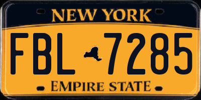 NY license plate FBL7285