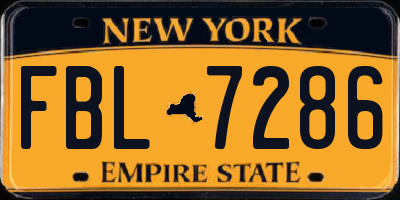 NY license plate FBL7286