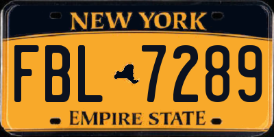 NY license plate FBL7289