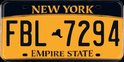 NY license plate FBL7294
