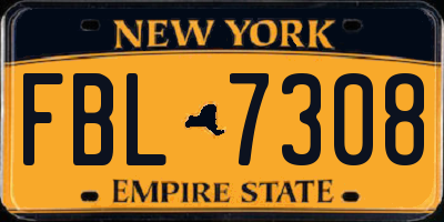 NY license plate FBL7308