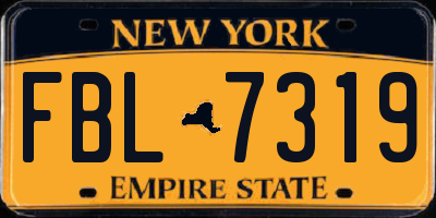 NY license plate FBL7319
