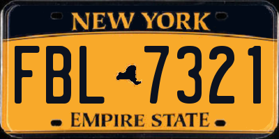 NY license plate FBL7321