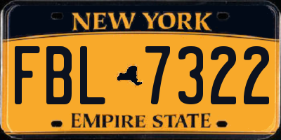 NY license plate FBL7322