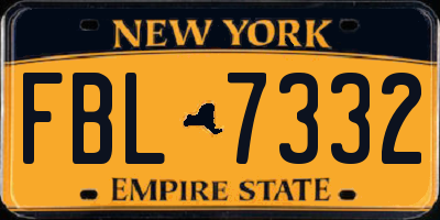 NY license plate FBL7332