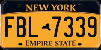 NY license plate FBL7339