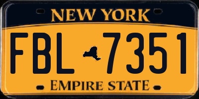 NY license plate FBL7351