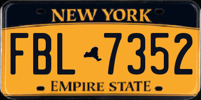 NY license plate FBL7352