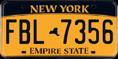 NY license plate FBL7356