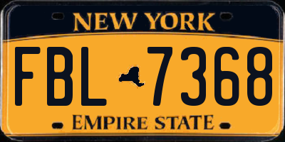 NY license plate FBL7368