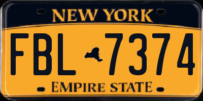 NY license plate FBL7374