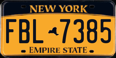 NY license plate FBL7385