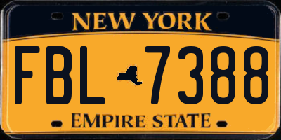 NY license plate FBL7388