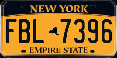 NY license plate FBL7396