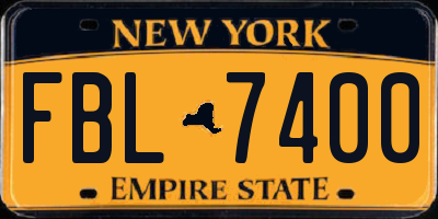 NY license plate FBL7400