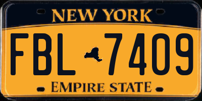 NY license plate FBL7409