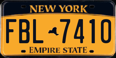 NY license plate FBL7410