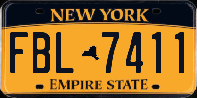 NY license plate FBL7411