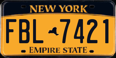 NY license plate FBL7421