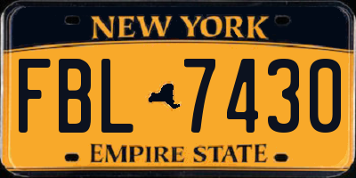 NY license plate FBL7430