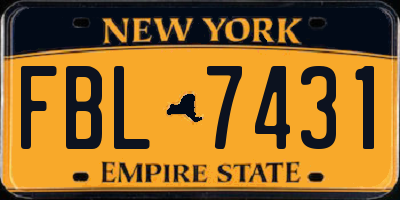 NY license plate FBL7431