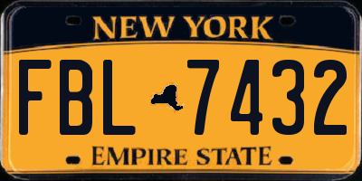 NY license plate FBL7432