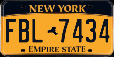 NY license plate FBL7434