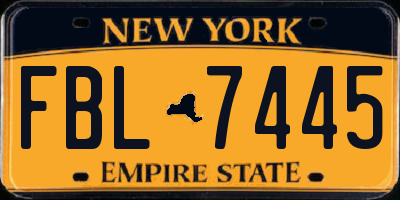 NY license plate FBL7445