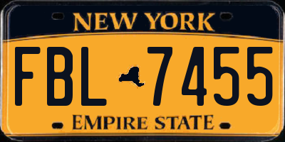 NY license plate FBL7455