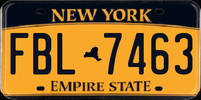 NY license plate FBL7463